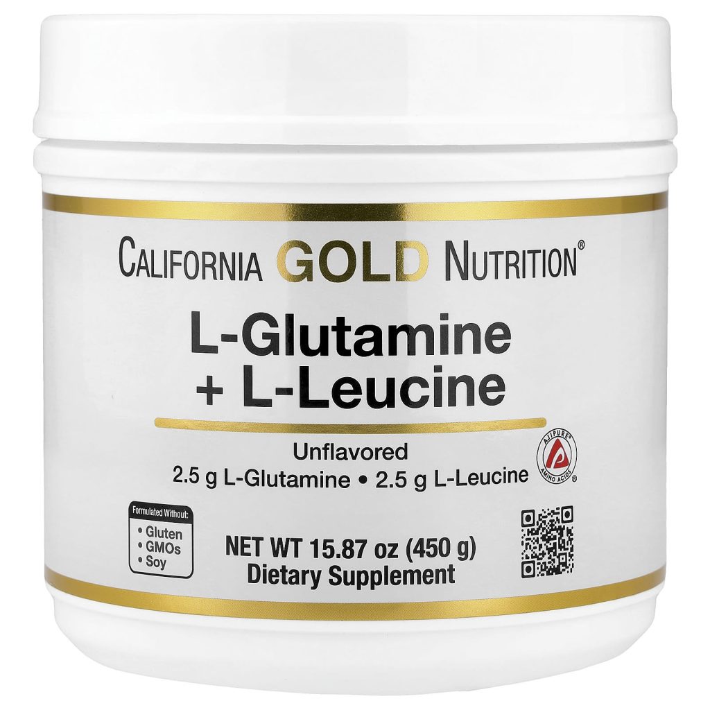 California Gold Nutrition, L-グルタミン+L-ロイシン、プレーン、450g(15.87オンス)
